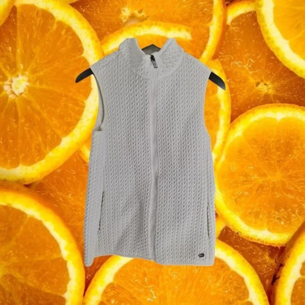 Dkny White Vest‎ with Zipper Pockets Size Medium